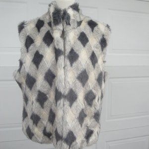 Pamela McCoy Couture Vest Diamond Pattern Replica Fur Ladies Size L
